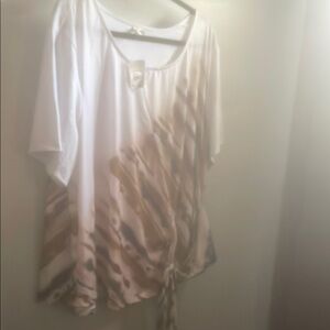 White and Brown Tie-Dye Top